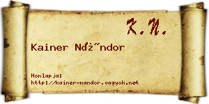 Kainer Nándor névjegykártya